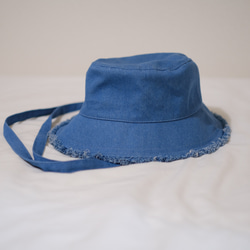 流蘇水桶帽 可拆卸繩子 男女皆宜 &lt;3 色&gt; 僅剩淺靛藍 第6張的照片