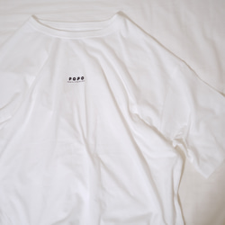 ビッグサイズ　刺繍POPOロゴ半袖Tシャツ　ユニセックス　ホワイト 5枚目の画像