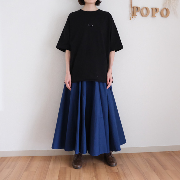 大尺寸刺繡POPO徽標短袖T卹男女皆宜的黑色 第7張的照片