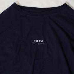 ビッグサイズ　刺繍POPOロゴ半袖Tシャツ　ユニセックス　ネイビー 5枚目の画像