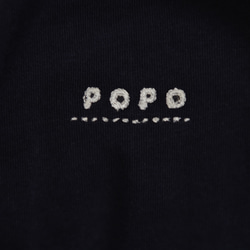 ビッグサイズ　刺繍POPOロゴ半袖Tシャツ　ユニセックス　ネイビー 6枚目の画像