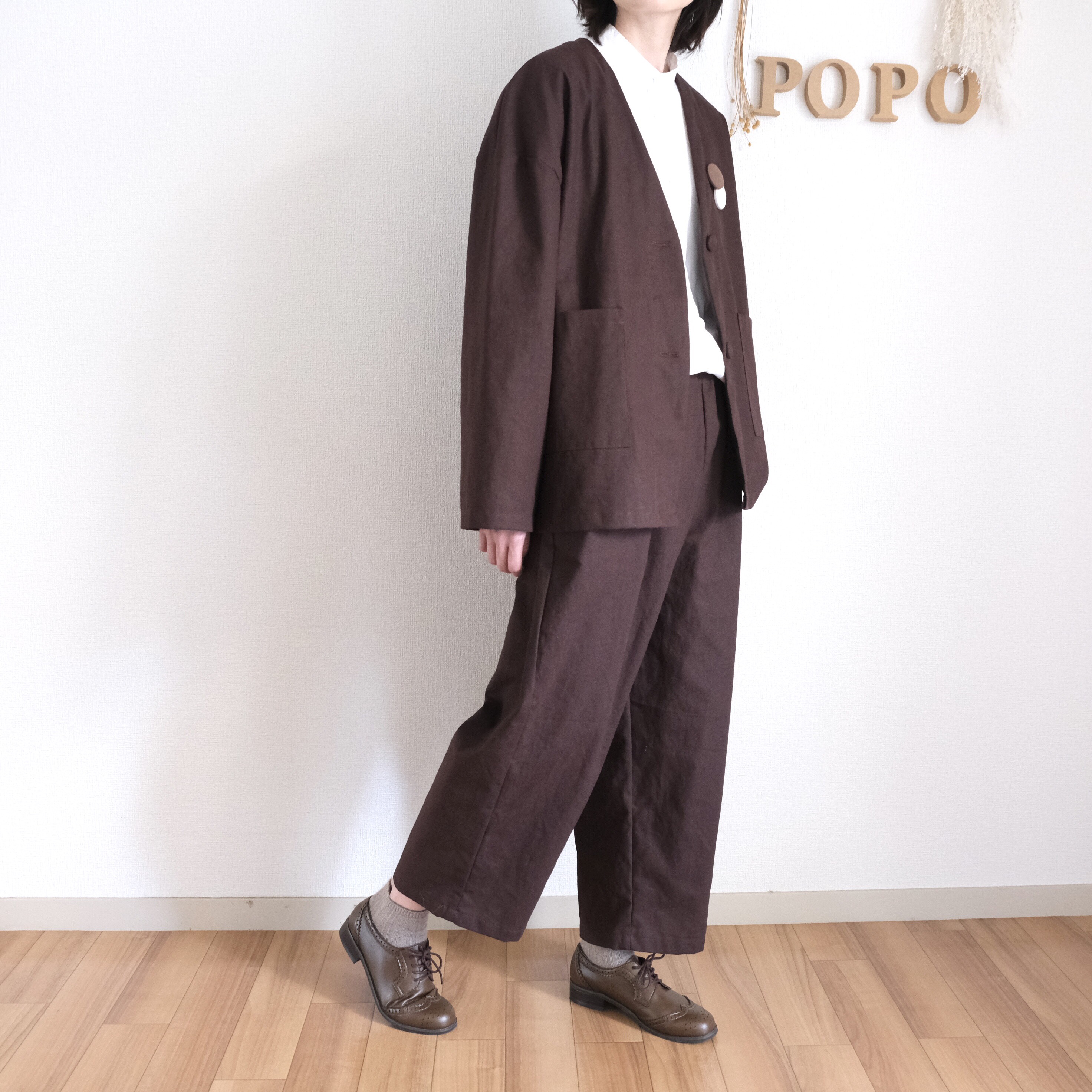 <2点セット>　セットアップ　ジャケット＆パンツ　ブラウン