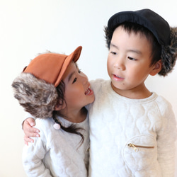 兒童毛飛行帽&lt;4色&gt;兒童帽子 第1張的照片