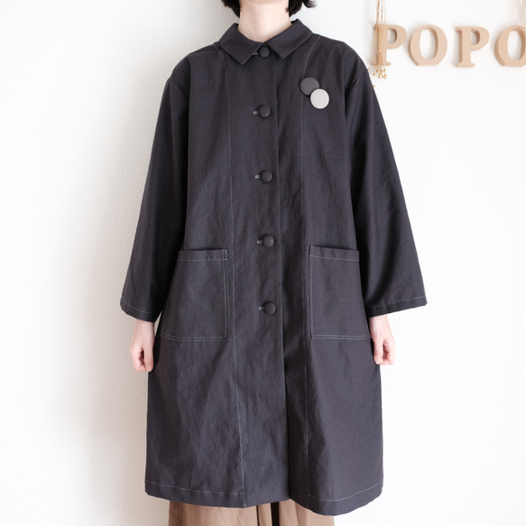 墨黒 コットン ロングコート 墨黒 コットン ロングコート