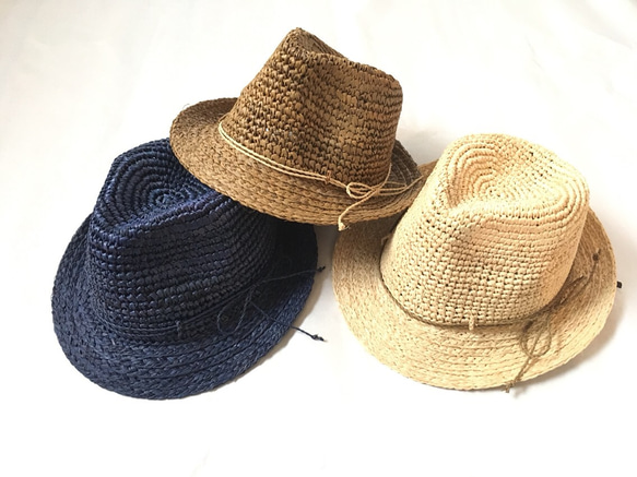 拉菲亞中間摺痕帽子米色簡單男女通用&lt;所有三種顏色&gt; 第5張的照片
