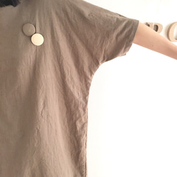 亞麻連衣裙簡單的短袖 第4張的照片