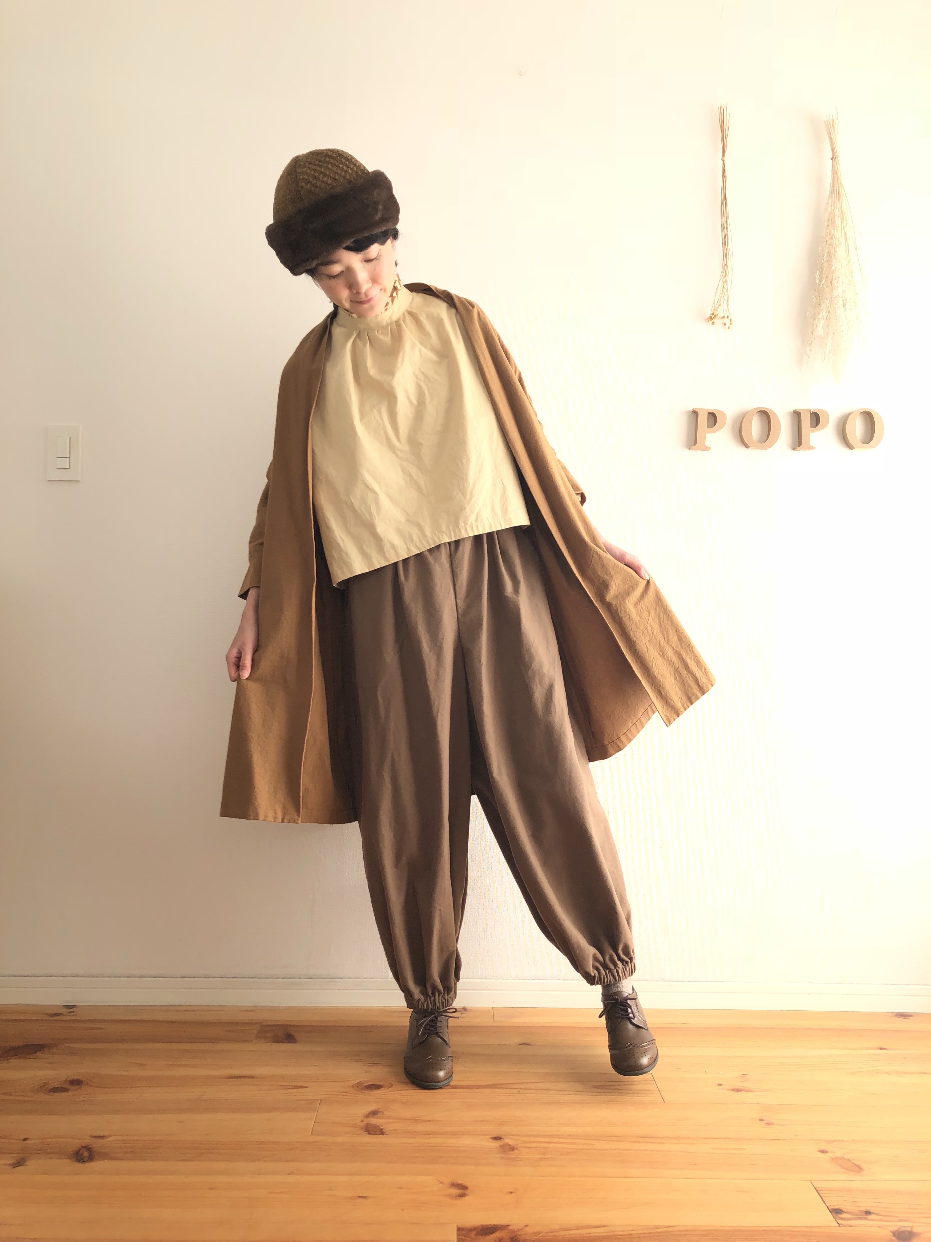 秋冬　微起毛バルーンパンツ フランネル