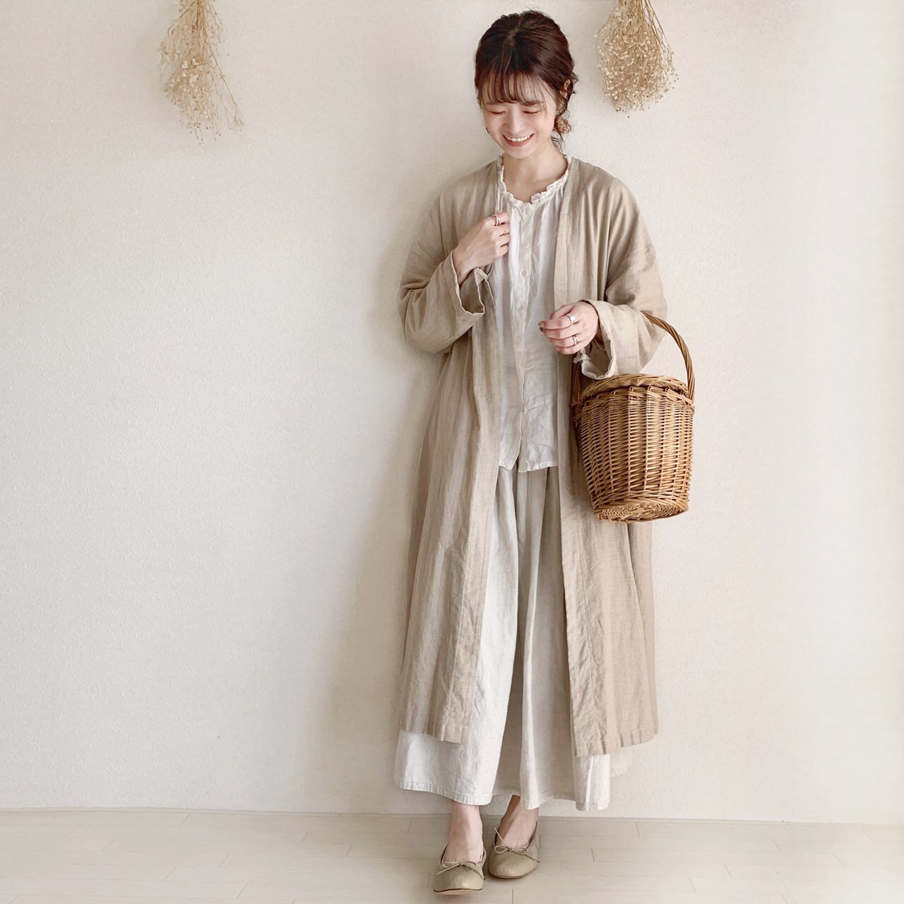 ノーカラーコート　シンプル