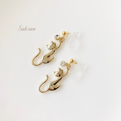 猫（ねこ） イヤリング・ノンホールピアス の人気通販｜Creema