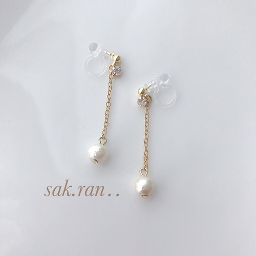再販×7♡一粒コットンパールのノンホールピアス/イヤリング イヤリング 