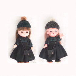 ソランちゃん メルちゃん服 ♡柔らかグレーのお花柄ロンパース