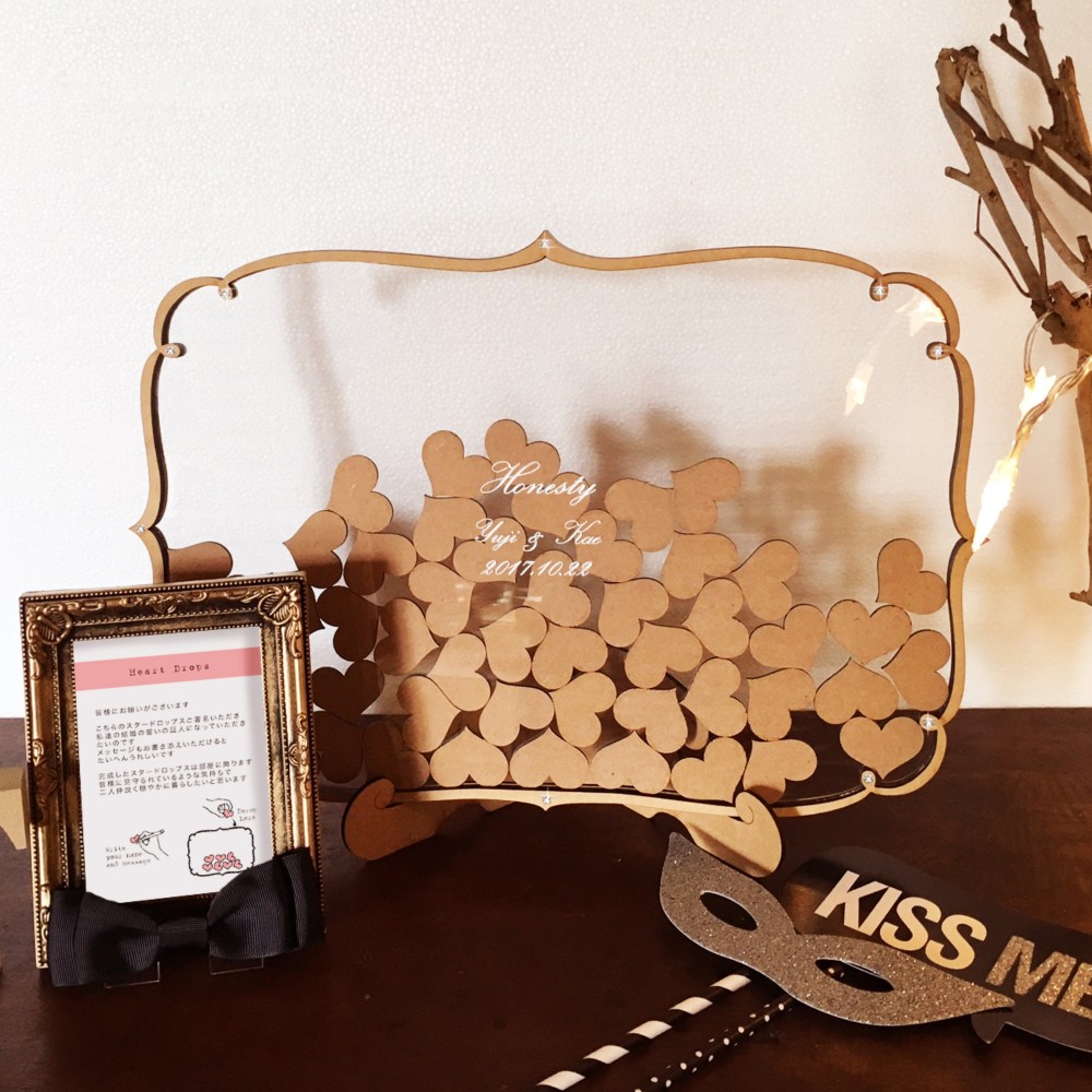 ウェディング ゲストブック ハートドロップス 90-110名 ウェディング ゲストブック ハートドロップス 90-110名 ドロップ型