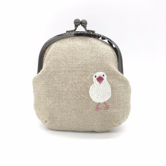 白文鳥の刺繍がまぐち 1枚目の画像