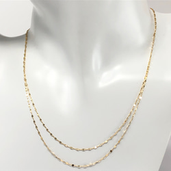k18YG AU750 18金 ペダルチェーン 2連ネックレス ネックレス