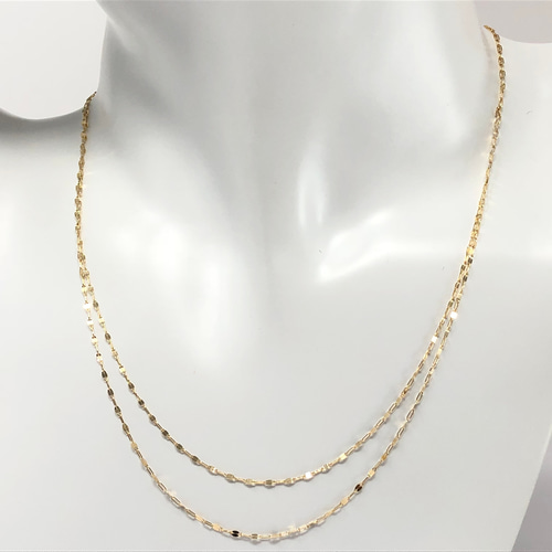 k18YG AU750 18金 ペダルチェーン 2連ネックレス ネックレス k18YG AU750 18金 ペダルチェーン 2連ネックレス ネックレス