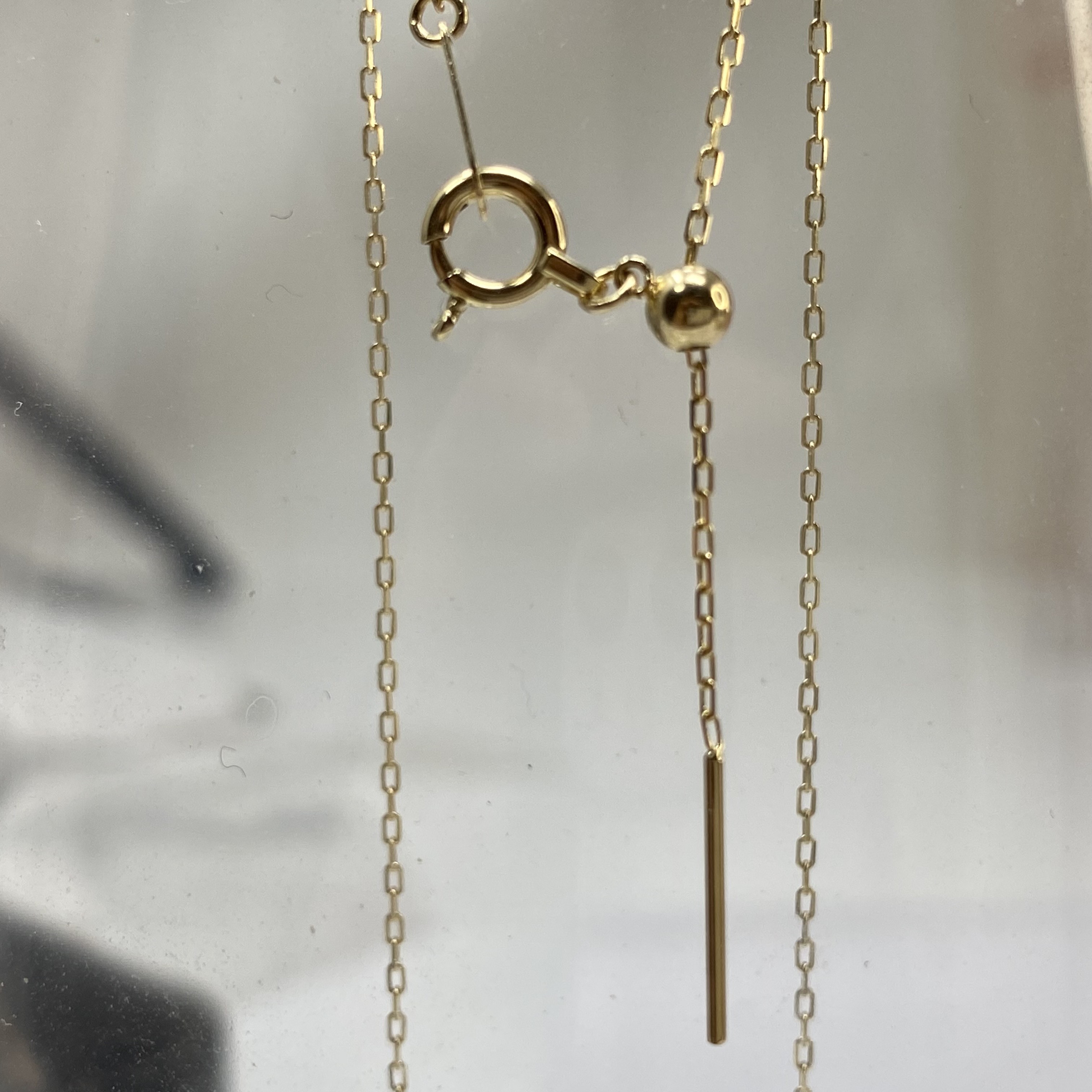 k18YG  AU750 18金 角あずき　0.24ミリ　45センチ　ピンネックレス