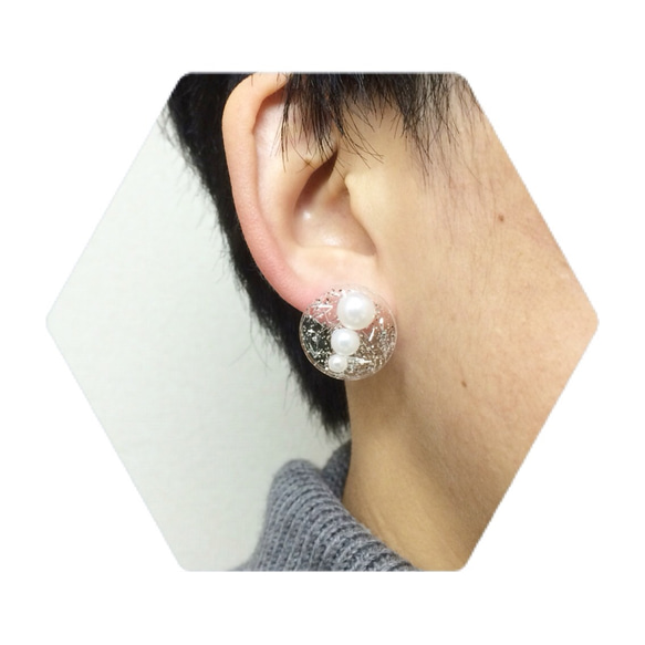 【ピアス】アシンメトリーパール 2枚目の画像