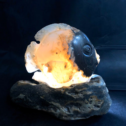 国産天然石　新潟産アゲート手彫り　魚　オブジェ　お香立て 5枚目の画像