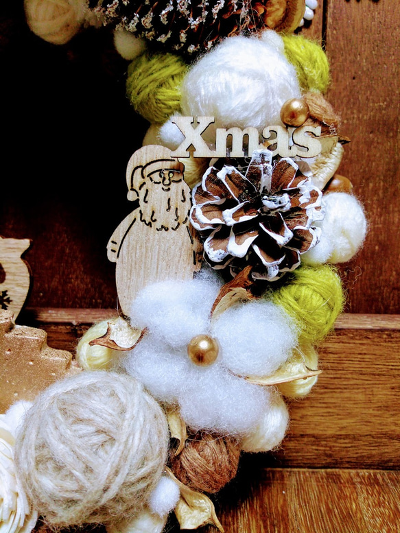 クリスマスリース　北欧の毛糸玉のクリスマスリース2 4枚目の画像