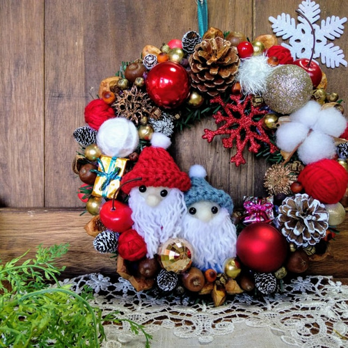 クリスマスリース 手作りサンタのクリスマスリース2 リース miyu60