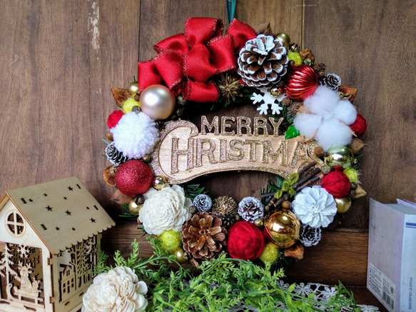 クリスマスリース キラキラロゴのクリスマスリース4 リース miyu60