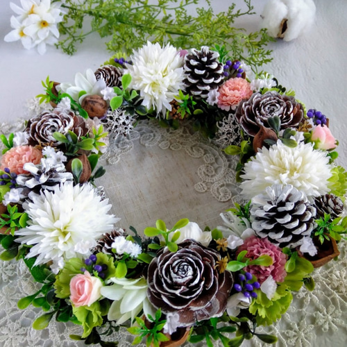 春色新作2021』春のリース シダーローズの優しいリース リース miyu60  