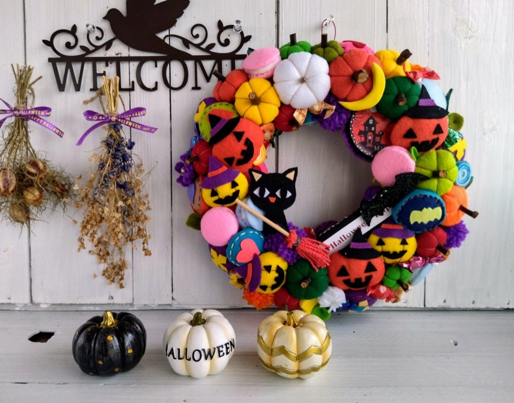 ハロウィンリース♡モコモコ♡フェイクファーのhappy Halloween