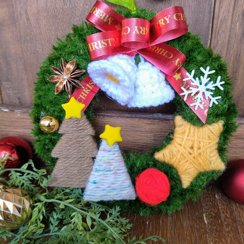 クリスマス クリスマスリースとガーランドのセット 暖かニットの