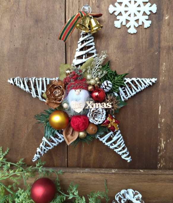 【ハンドメイド】星形木の実リース y-hanabishi_mkk-cm-stree