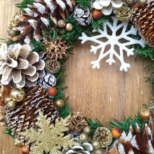 クリスマス 松ぼっくりのナチュラルなクリスマスリース リース miyu60