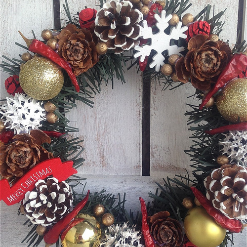 クリスマス 赤い唐辛子のドアリース リース miyu60 通販 6418283