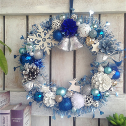 クリスマス 青いクリスマスリース リース miyu60 通販 6446398｜Creema