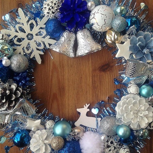 クリスマス 青いクリスマスリース リース miyu60 通販 6446398