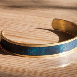 [革の水彩画 : 蒼翠] Brass Bangle 1枚目の画像