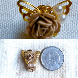 蝶々とバラの耳飾り 3枚目の画像