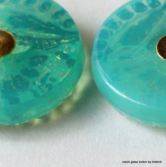 只有少數左[耳環]捷克玻璃扣耳環混合藍綠色 第3張的照片