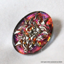 捷克玻璃按鈕胸針寶石甲蟲海軍×紅紫 第2張的照片