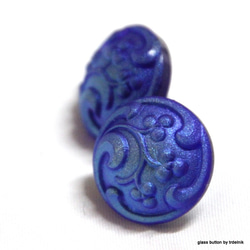 【耳環】捷克玻璃鈕扣耳環酸性圓頂皇家藍 第3張的照片