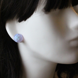 【耳環】捷克玻璃鈕扣耳環酸性圓頂皇家藍 第4張的照片