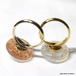 捷克玻璃連結戒指透明珍珠粉紅花朵 第4張的照片