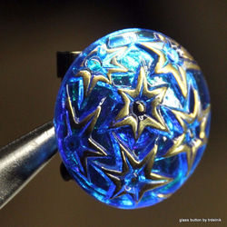 捷克玻璃按鈕胸針明星極光海藍色 第3張的照片