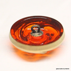 チェコガラスボタン　ドーム　オレンジレッド 3枚目の画像