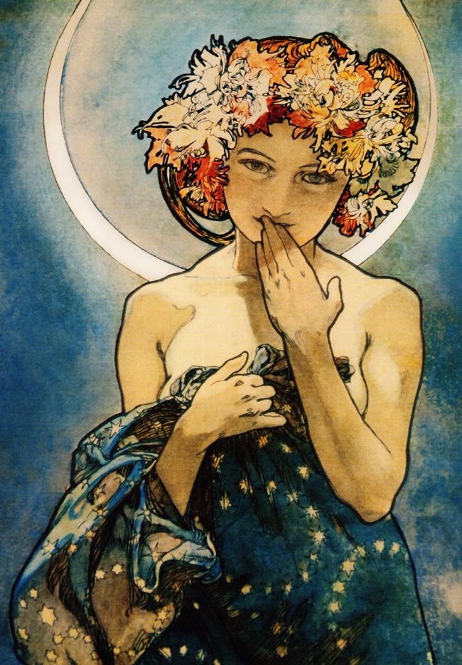 Alphonse Mucha - Topaz. Stained Glass and Print on Canvas