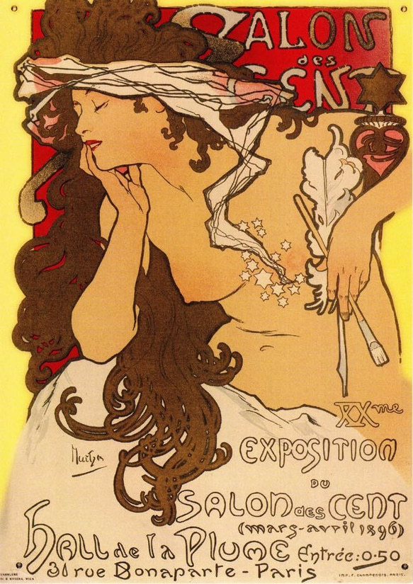 アルフォンス・ミュシャ　ポストカード　salon des Cent Exposition 1枚目の画像