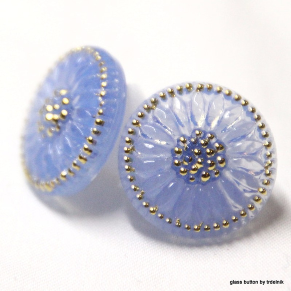 有限公司[耳環]玻璃鈕扣&#39;耳環奶油淺藍色 第2張的照片