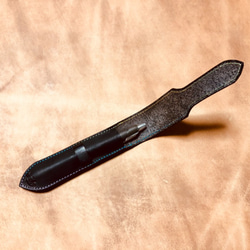 ヌメ革のペンケース・万年筆ケース　黒 3枚目の画像