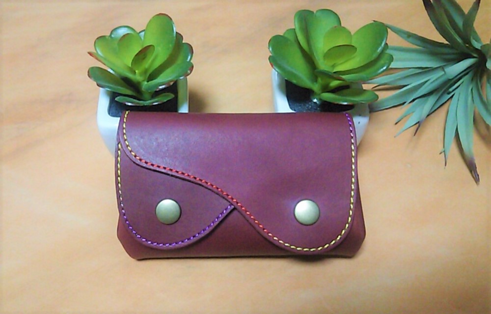 ルーズ財布　シンプル　えんじ色