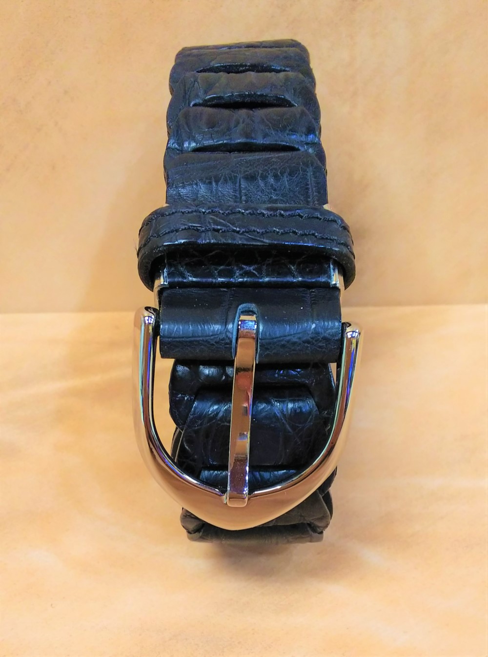 ワニ（ナイルクロコダイル）革メンズベルトブラック 26,250円