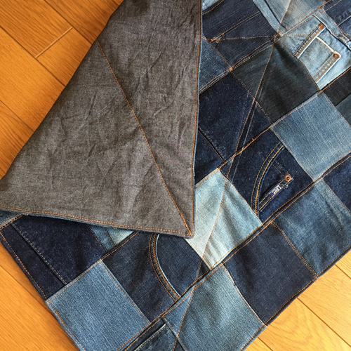 デニムラグ カフェマット デニムリメイク パッチワーク カーペット