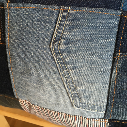 デニムリメイク クッションカバー パッチワーク ハンドメイド d